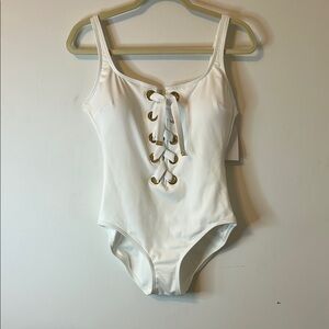 MICHAEL Michael Kors Lace-Up One Piece Swimsuit